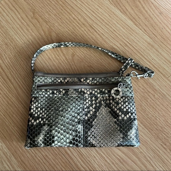 Women’s Snake Skin Print Faux Leather Mini Wristlet - Picture 1 of 11